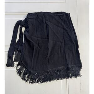 Unbranded Black Side Tie Fringe Mini Skirt Size Small